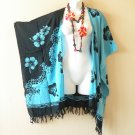 CB328 Floral Boho Cardigan Duster Kaftan Batwing Jacket Cover up - 3X 4X & 5X