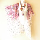 CB362 Pink Polka Dot Boho Batik Cardigan Duster Kaftan Batwing Jacket Coverup 3X 4X & 5X