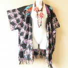 CB359a Butterfly Purple Cardigan Duster Kimono Open Front Plus Jacket Cover up Top up to 5X