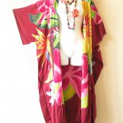 CD543 Floral Batik Kimono Batwing Cardigan Duster Open Plus Hippy Jacket Cover