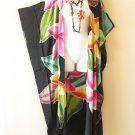 CD563 Hand Painted Floral Plus Size Cardigan Duster Batik Kimono Maxi Cover up wrap- 2X, 3X, 4X & 5X