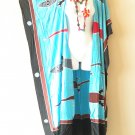 CD601 Aqua Hand Painted Plus Size Long Cardigan Kaftan Duster Jacket - 2X, 3X, 4X & 5X CD601 Aqua Hand Painted Plus Size Long Cardigan Kaftan Duster Jacket - 2X, 3X, 4X & 5X