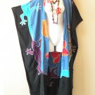 CD577 Blue Gecko Hand Painted Cardigan Duster Kaftan Trench Maxi Jacket Cover up - up to 5X