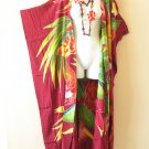 CD553 Floral Hand Painted Batik Cardigan Duster Kaftan Batwing Plus Hippy Jacket - up to 5X