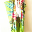 CD559 Green Kimono Batwing Cardigan Duster Open Plus Hippy Jacket Cover