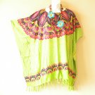 KB195 Paisley Plus Women Batik Kaftan Poncho Caftan Dolman Tunic Top - 2X to 5X