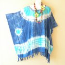 KB86 Blue Tie Dye Batik Hippie Plus Tunic Caftan Poncho Women Blouse Top 2X, 3X, 4X, 5X KB86 Blue Tie Dye Batik Hippie Plus Tunic Caftan Poncho Women Blouse Top 2X, 3X, 4X, 5X