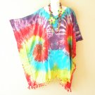 KB87 Tie Dye Plus Women Batik Kaftan Poncho Caftan Dolman Tunic Top - 1X to 4X