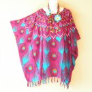 KB115 Maroon Peacock Feather Batik Hippie Kaftan TUNIC Poncho Blouse Shirt Top fit up to 5X KB115 Maroon Peacock Feather Batik Hippie Kaftan TUNIC Poncho Blouse Shirt Top fit up to 5X