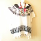 KB123 White Turtle Women Batik Kaftan Poncho Dolman Tunic Blouse Top Fit up to 5X