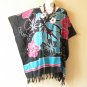 KB254 Floral Batik Plus Size Kaftan Poncho Hippy Women Blouse Top - 2X to 5X