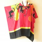 KB346 Red Gecko Hand Painted Batik Kaftan Poncho Caftan Dolman Tunic Top - 3X to 5X KB346 Red Gecko Hand Painted Batik Kaftan Poncho Caftan Dolman Tunic Top - 3X to 5X