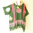 KB78 Green Abstract Batik Plus Kimono Poncho Hippy Women Blouse Top up to 5X KB78 Green Abstract Batik Plus Kimono Poncho Hippy Women Blouse Top up to 5X