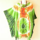 KB56 Tie Dye Batik Plus Kaftan Kimono Poncho Fringes Blouse Top XL, 1X, 2X, 3X