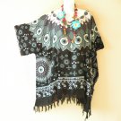 KB136 Black Batik Floral Plus Kimono Poncho Hippy Women Blouse Top up to 5X KB136 Black Batik Floral Plus Kimono Poncho Hippy Women Blouse Top up to 5X