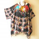 KB864 Butterfly Batik Floral Women Kimono Poncho Dolman Tunic Blouse Top - 3X to 5X