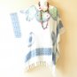 KB869 Blue Abstract Batik Plus Kimono Poncho Hippy Women Blouse Top up to 5X