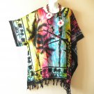 KB873 Tie Dye Batik V Neck Plus Kimono Poncho Hippy Women Blouse Top up to 5X