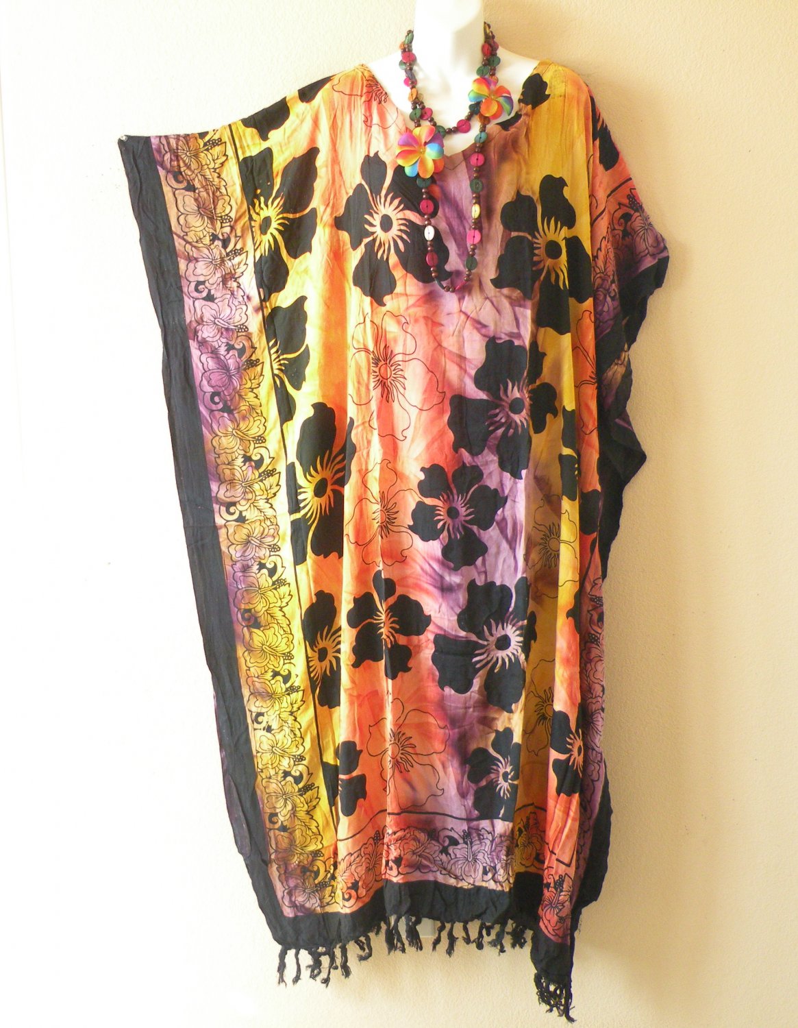 KD479 Tie Dye Dragonfly Plus Batwing V Neck Kimono Dolman Women Abaya Maxi Dress Up to 5X