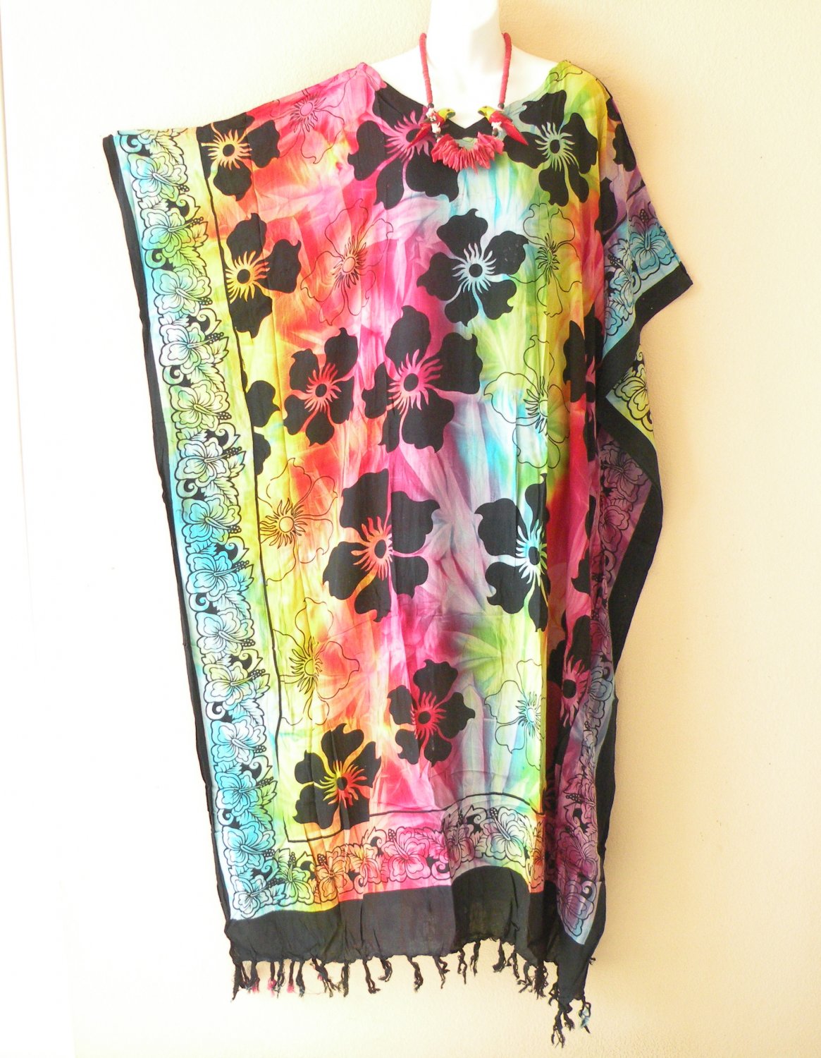 KD506 Tie Dye Floral Plus Batwing Kaftan Dolman Women Abaya Maxi Dress Up to 5X