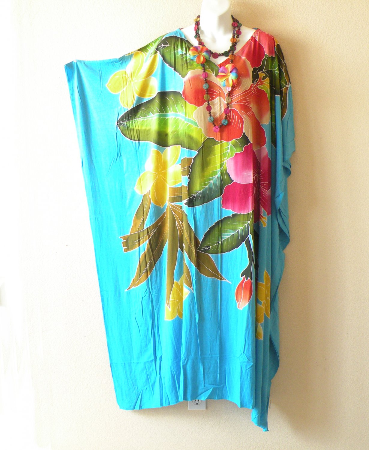 KD357 Floral Hand Painted Batwing VNeck Kaftan Dolman Women Abaya Dress Up to 7X