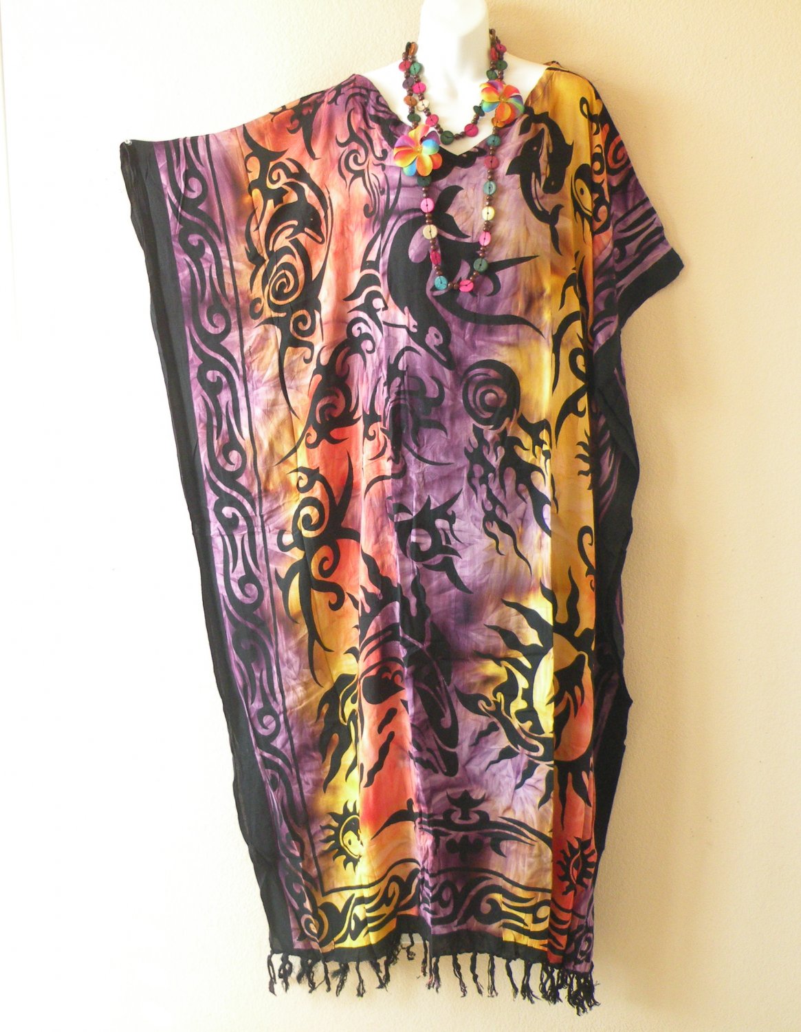 KD488 Tie Dye Scenic Plus Batwing Kaftan Dolman Women Abaya Maxi Dress Up to 5X