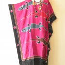 KD458 Gecko Hand Painted batik Kaftan Plus Big Tunic Hippy Maxi Dress - 2X, 3X, 4X, 5X