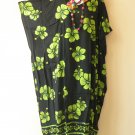 KD484 Green Hibiscus Caftan Kimono Sleeve Tunic Hippy Maxi Dress - 2X, 3X, 4X, 5X