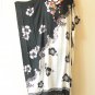 KD490 Black White Hibiscus Kaftan Kimono Nightwear Abaya Hippie Maxi Dress - 2X, 3X, 4X, 5X