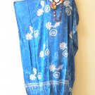 KD496 Batik Floral Caftan Kimono Sleeve Tunic Hippy Maxi Gown Dress - 3X, 4X, 5X