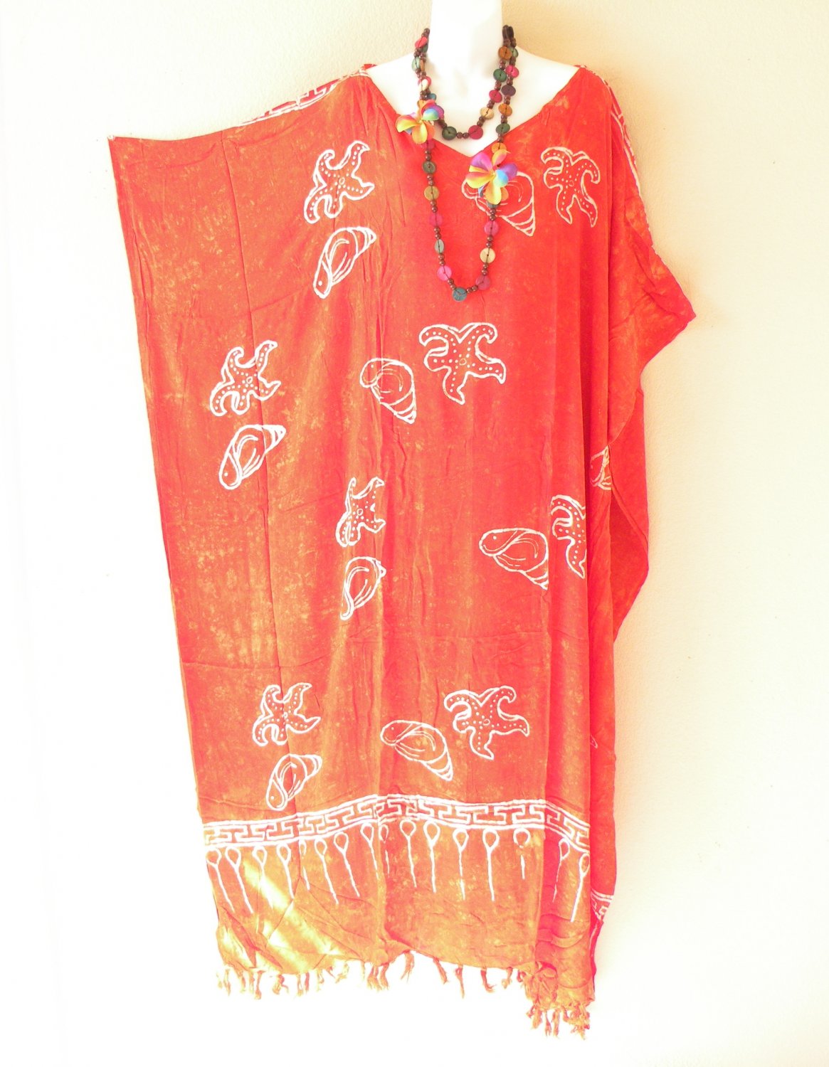 KD508 Seashells Batik Women Batwing VNeck Kimono Dolman Women Abaya Dress Up to 5X
