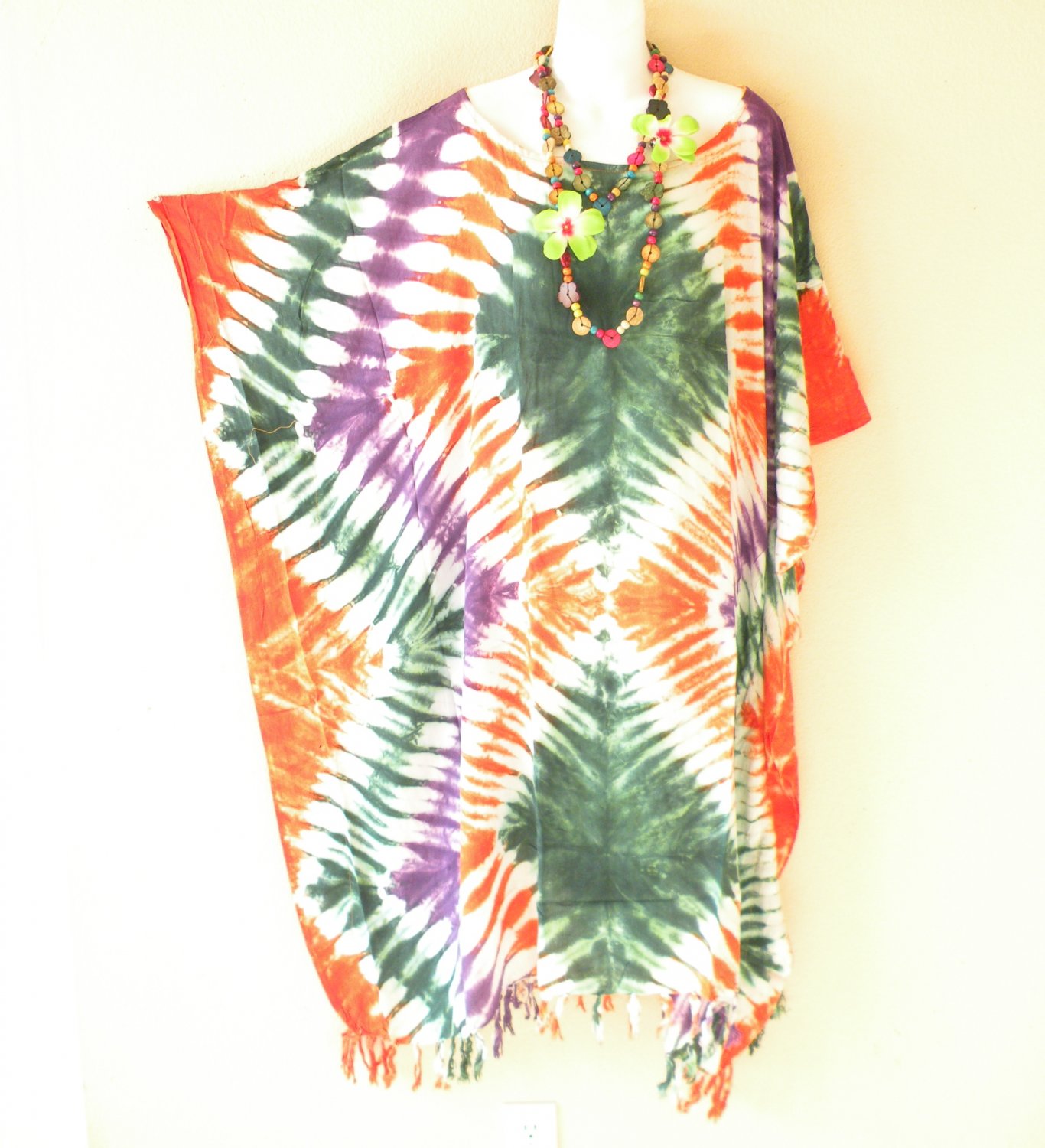 LT5 Tie Dye Batwing 42" Length Midi Kimono Dolman Women Abaya Dress Up to 5X