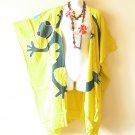 CM56 Gecko Batik 38" Midi Duster Kaftan Cardigan Hippy Jacket Cover up - up to 5X