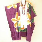 CM74 Purple Floral Kimono 38" Midi Cardigan Duster Kaftan Jacket Cover Top -up to 5X