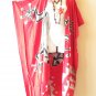 CD617 Red Gecko Batwing Women Cardigan Duster Kaftan Plus Beachwear Jacket Cover