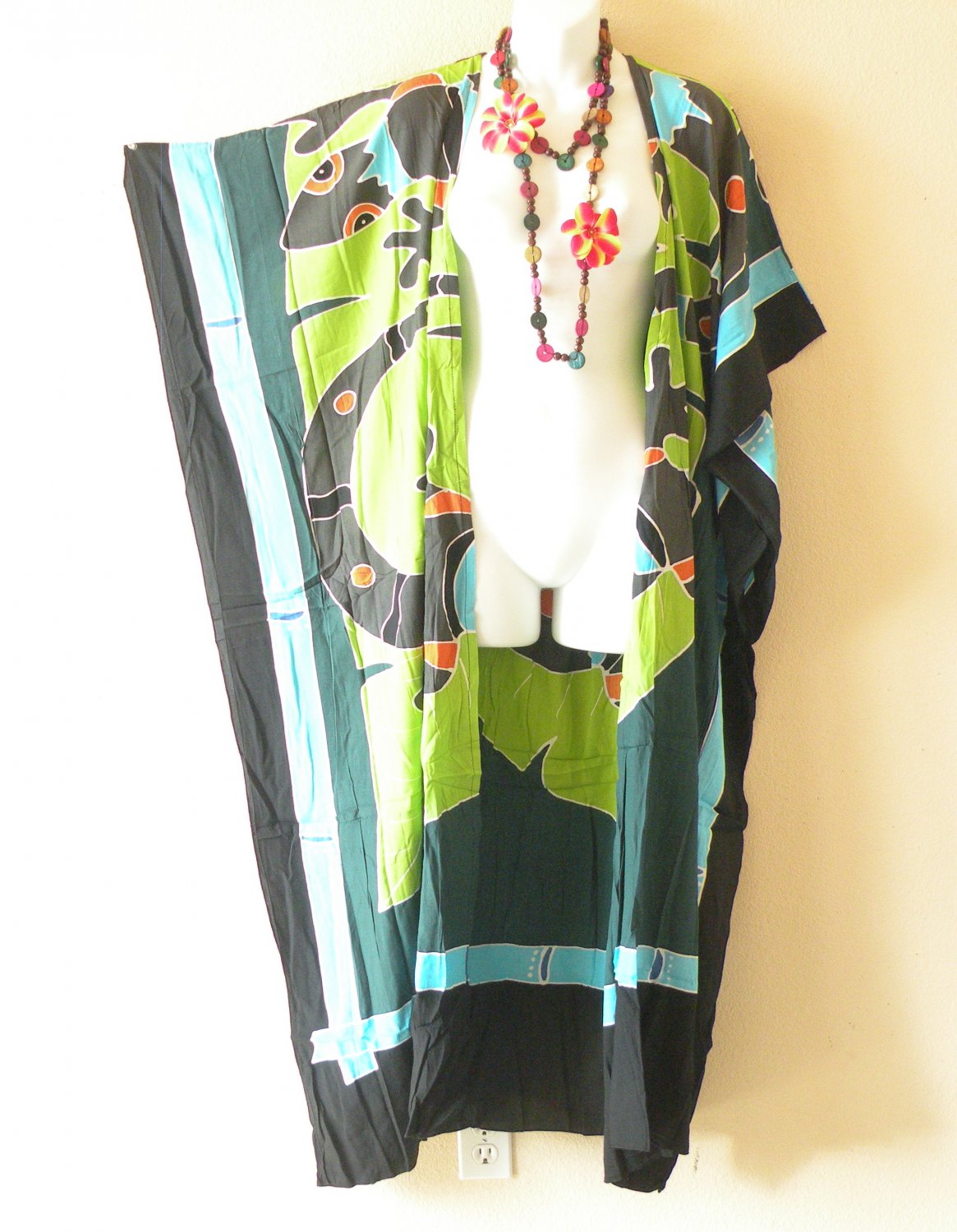 CD593 Gecko Batwing Cardigan Duster Kaftan Dolman Long Jacket Cover up - Up to 5X