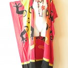 CD608 Red Gecko Batik Kaftan Boho Batwing Cardigan Duster Open Plus Hippy Jacket Cover Up