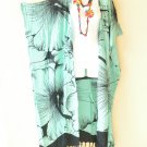 CD651 Turquoise Batik Floral Plus Cardigan Duster Kimono Trench Maxi Cover up
