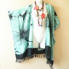 CB348 Turquoise Floral Cardigan Duster Kimono Open Front Jacket Cover up Top - up to 5X CB348 Turquoise Floral Cardigan Duster Kimono Open Front Jacket Cover up Top - up to 5X
