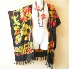 CB Floral Gecko Cardigan Duster Kaftan Open Front Plus Jacket Cover up Top - upto 5X
