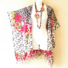 CB363 Floral Cardigan Duster Kimono Open Front Plus Jacket Coverup Top up to 5X