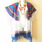 CB Blue Polka Dot Batik Cardigan Duster Kaftan Hippy Jacket Cover up Top -up to 5X CB Blue Polka Dot Batik Cardigan Duster Kaftan Hippy Jacket Cover up Top -up to 5X