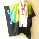 CB409 Gecko Batik Cardigan Duster Kimono Open Front Jacket Cover up Top -upto 5X