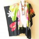 CB414 Floral Batik Open Cardigan Duster Kaftan Dolman Hippy Jacket Cover up Top - up to 5X
