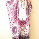 CD635 Pink Paisley Cardigan Duster Kaftan Batwing Plus Open Jacket Maxi Cover up - up to 5X