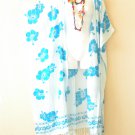 CD639 Aqua Hibiscus Cardigan Duster Kaftan Hippy Jacket Cover up Top - up to 5X CD639 Aqua Hibiscus Cardigan Duster Kaftan Hippy Jacket Cover up Top - up to 5X