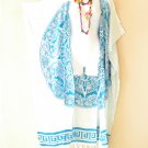 CD645 Blue Asbtract Cardigan Duster Kimono Open Front Jacket Cover up Top up to 5X