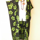 CD654 Green Hibiscus Batik Cardigan Duster Kaftan Open Plus Jacket Coverup Top up to 5X CD654 Green Hibiscus Batik Cardigan Duster Kaftan Open Plus Jacket Coverup Top up to 5X