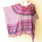 KB377 Purple Batik Tunic Boho Plus Kimono Poncho Hippy Women Blouse Top up to 5X