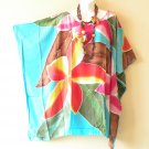 KB359 Floral Batik Hand Painted Kimono Poncho Hippy Women Blouse Top up to 7X